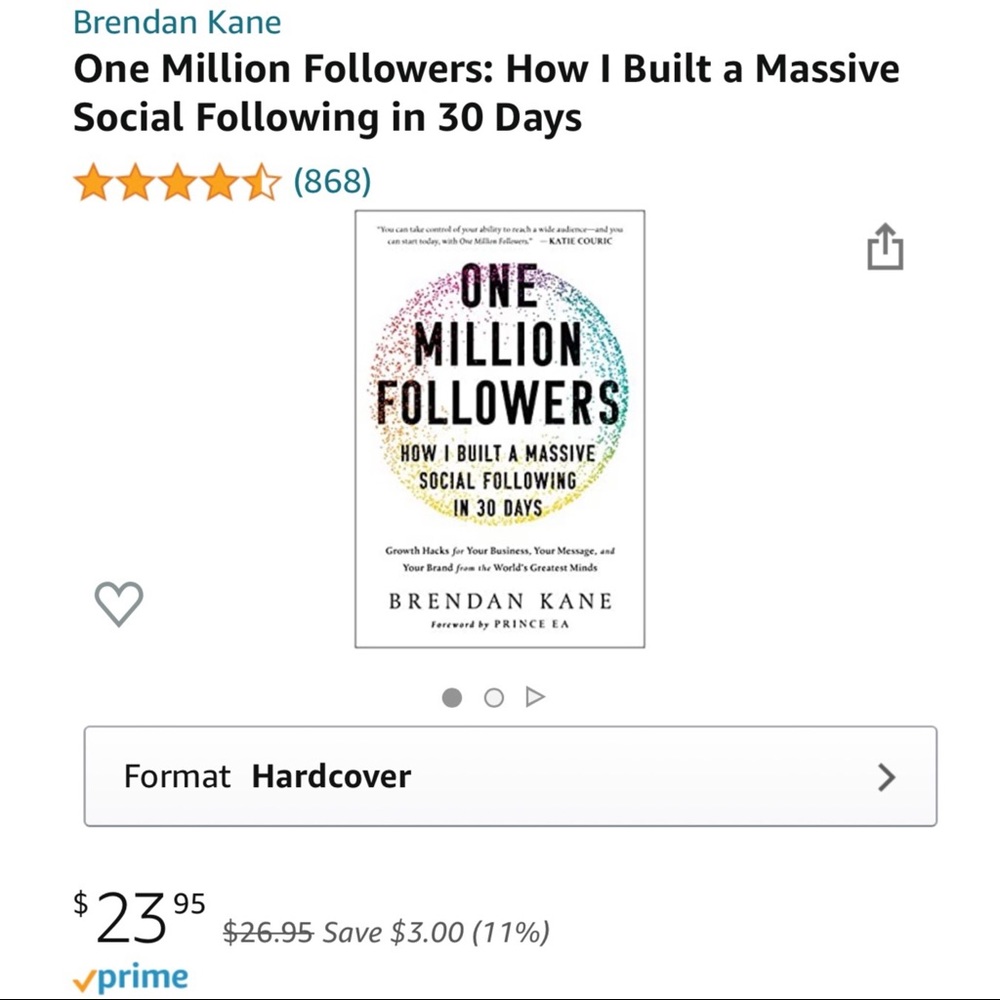 SOLD! “One Million Followers” Hardcover Book